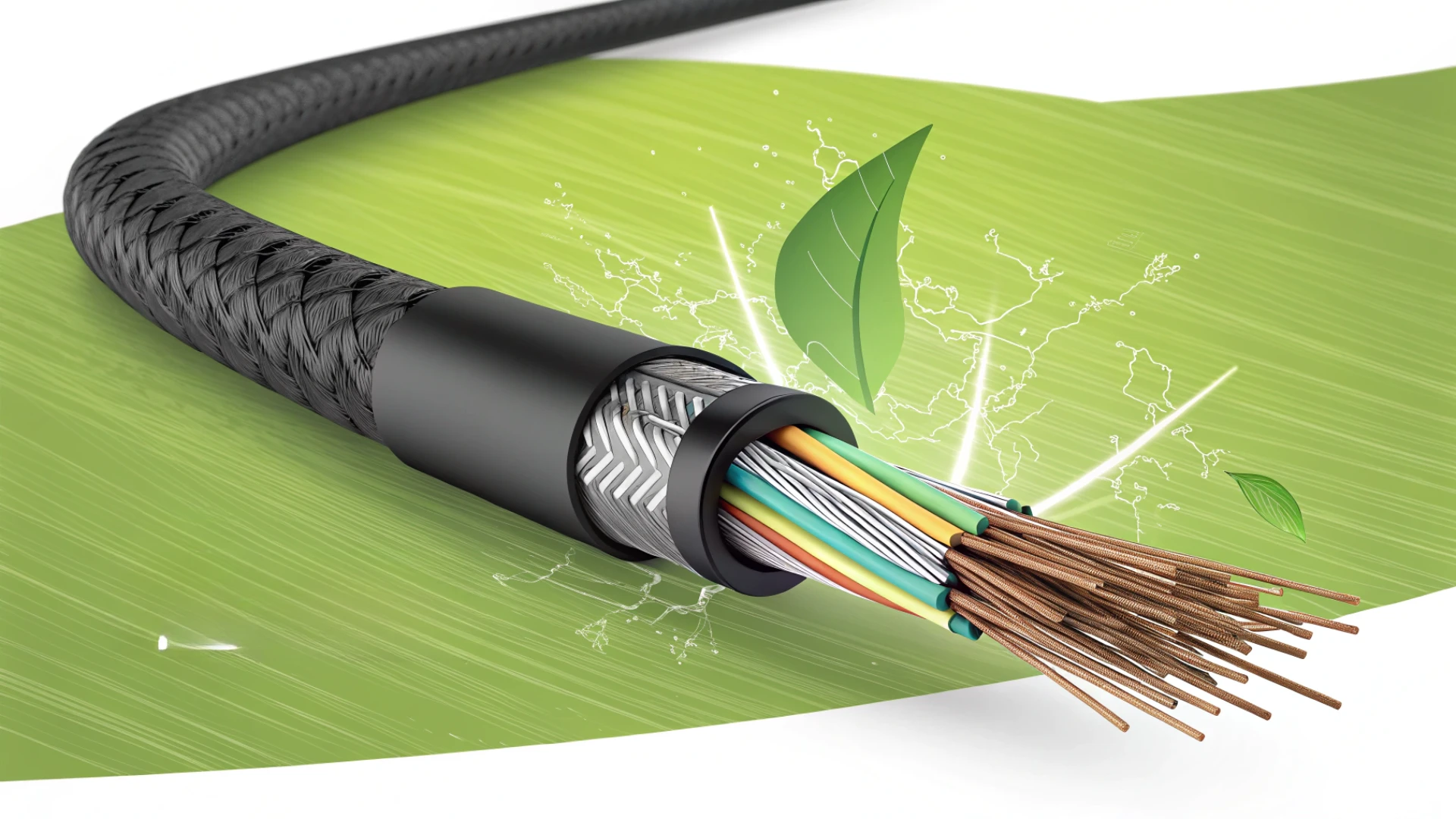 Close-up image of a durable fiber optic cable, representing FTTP reliability